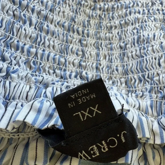 J. Crew Light Blue and White Striped Smocked Top - Picture 3 of 5